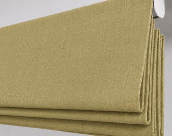 Olive Moss Green Linen Look Roman Blind | Made to Measure | Up to 300cm Wide