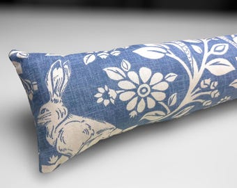 Blue Woodland Hare & Pheasant Heavy Draught Excluder – 70-200cm, Weighted Draft Stopper, Windows and Doors