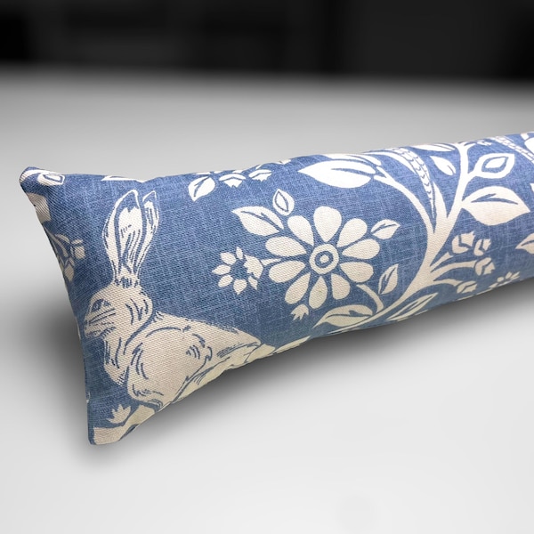 Blue Woodland Hare & Pheasant Heavy Draught Excluder – 70-200cm, Weighted Draft Stopper, Windows and Doors