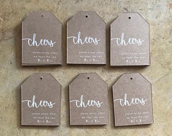 Cheers Mr. and Mrs. Kraft Tag Wedding Favors - Beer | Wine | Champagne Cheers Wedding Tags - Rustic Cheers Wedding Favor Tags - Many Colors