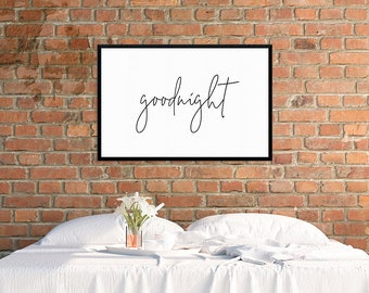 Goodnight Wall Decor Download | Minimalist Art | 24x36 Poster | Black & White Bedroom Wall Decor | Digital Download | Farmhouse Wall Decor