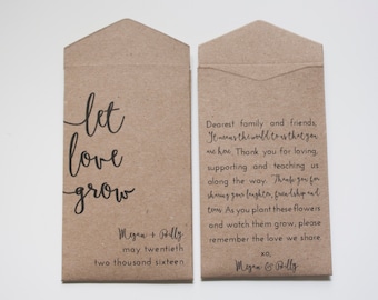 Let Love Grow Seed Packets | Seed Packet Wedding Favors | Personalized Seed Packets | Seed Packet Envelopes | Favor Seed Packets | #b101