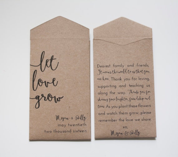 Eco Friendly Wedding Favor Kraft Let Love Grow Custom Seed Packet Wedding Favors Personalized Seed Envelope Rustic Wedding Favor #b101