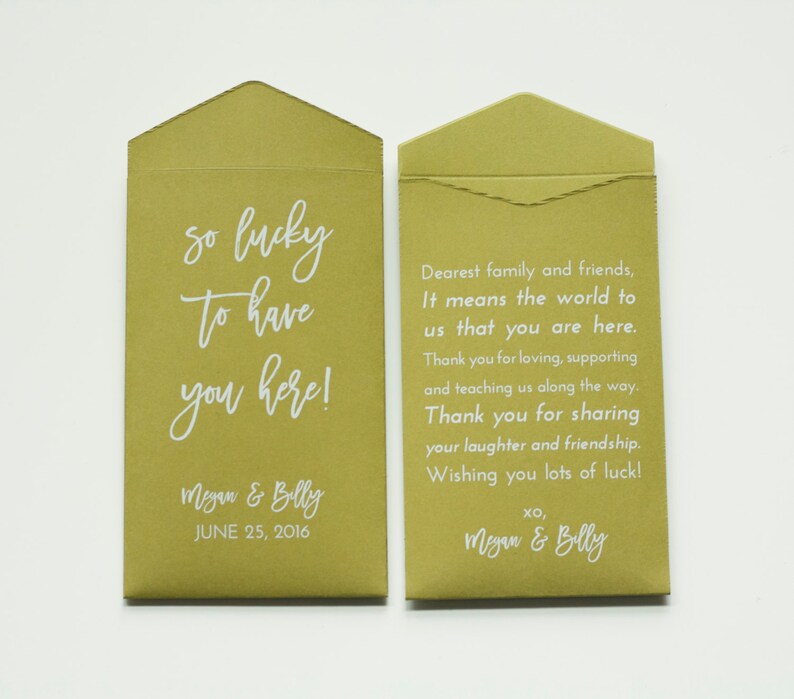 Vegas Wedding Favor DIY Custom Red Lottery Ticket Wedding Favor Packet Envelopes Many Colors Available Lottery Ticket Envelope Favor