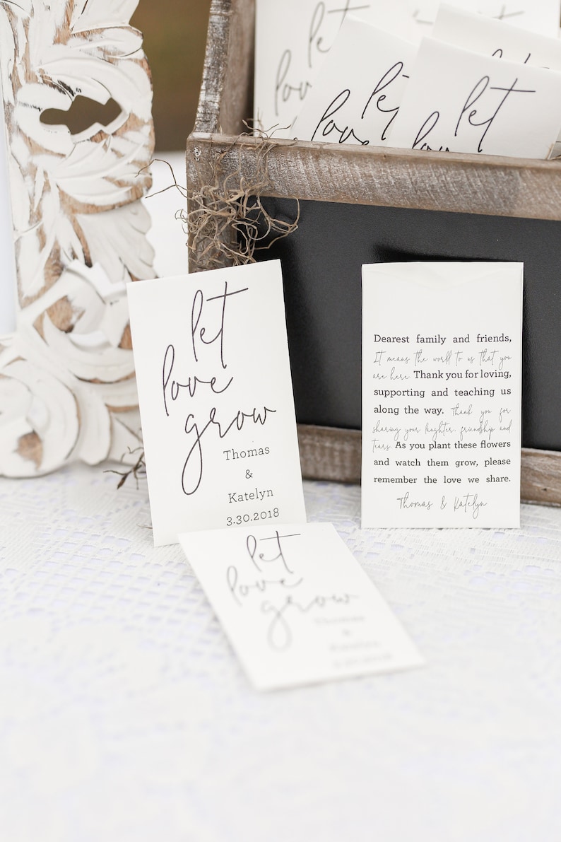 DIY Let Love Grow Seed Packets Custom Seed Packet Wedding Favors Personalized Seed Packet Envelopes Favor Seed Packets Guests #b102
