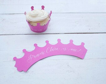 Crown Custom Cupcake Wrappers - First Birthday Cupcake Liners - Baby Shower Crown Personalized Cupcake Wrap - Many Colors Available