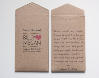 DIY Rustic Wedding Favor Seed Packet Wedding Favors Kraft Envelope Favor Love Grows Wild Wedding Favors Personalized Seed Packet Favor