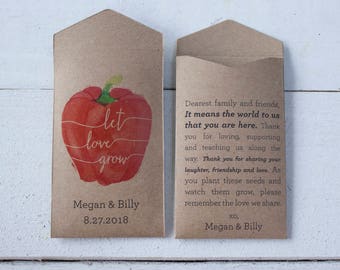 DIY Red Pepper Personalized Seed Wedding Favor – Let Love Grow – Custom Seed Packet – Seed Envelope Wedding Favors – Many Colors Available