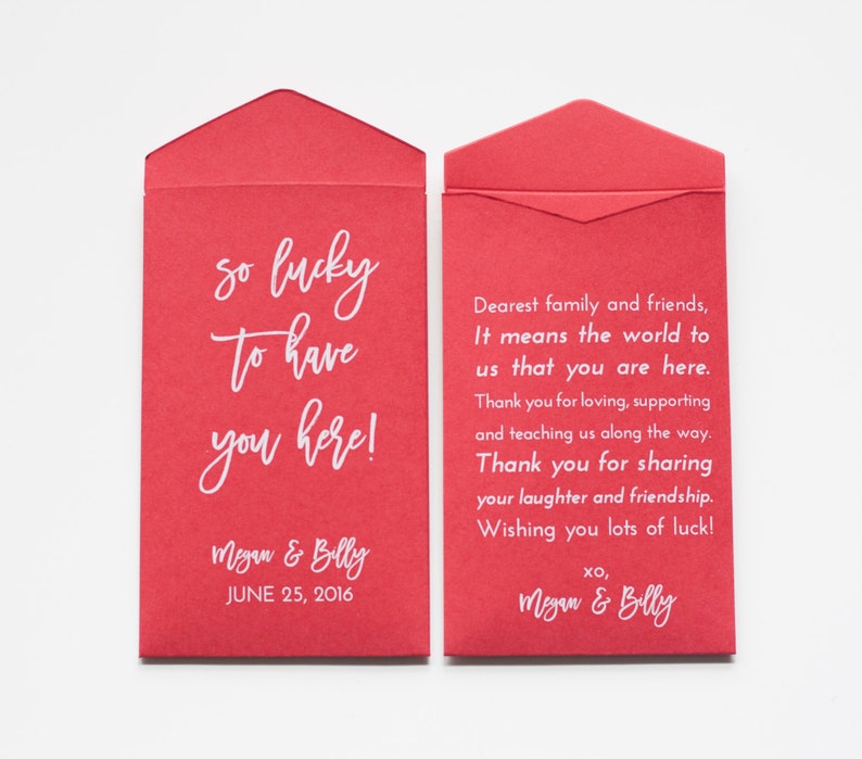 Vegas Wedding Favor DIY Custom Red Lottery Ticket Wedding Favor Packet Envelopes Many Colors Available Lottery Ticket Envelope Favor