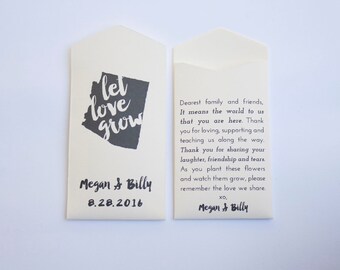 DIY 50+ Arizona Cream Seed Packet Wedding Favors - Arizona State Flower Seed Envelope - Arizona Guest Wedding Favor - Many Colors Available