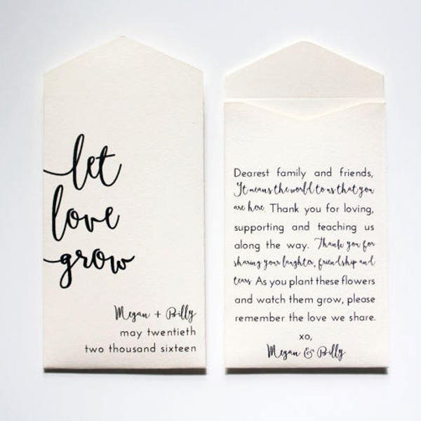 Let Love Grow Cream Personalized Seed Packet Wedding Favors - Flower Seed Envelopes - Custom Bridal Shower Favor - Eco Friendly Wedding