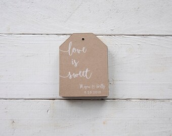 Love is Sweet Kraft Wedding Favor Tags - Custom Candy Favor Wedding Tags - Personalized Rustic Cookie Favor Tags - Guest Favor - #b101