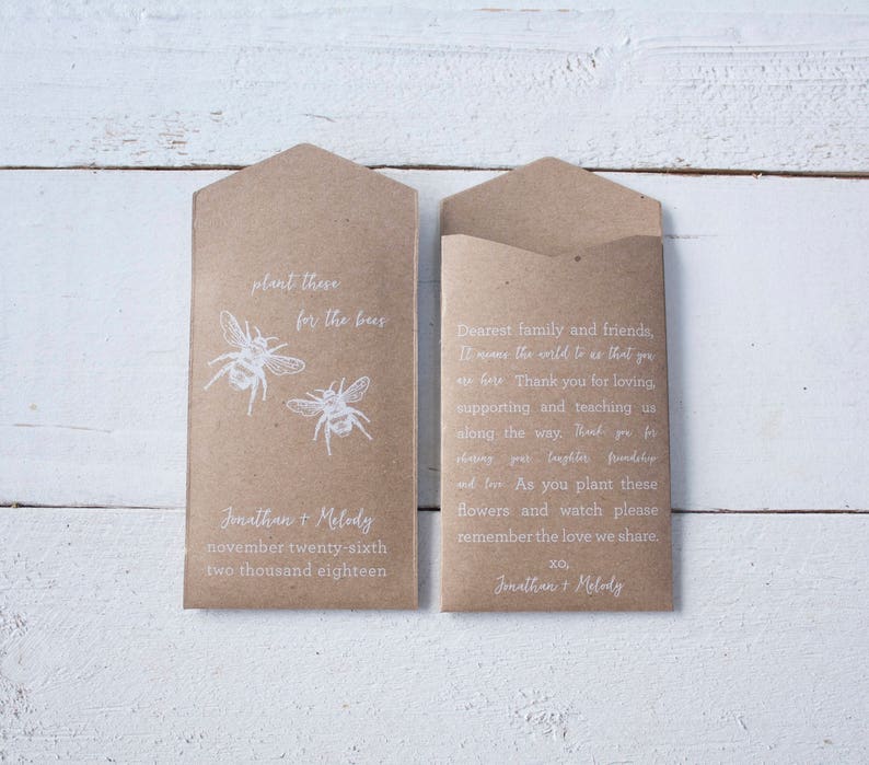 Download Paper Party Supplies Party Supplies Personalized Seed Envelope Diy Plant These For The Bees Seed Packet Wedding Favors Custom Rustic Wedding Favor Many Colors Available