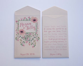 DIY Custom Seed Packet Wedding Favors - Garden Party Wedding Favor - Personalized Seed Envelope Wedding Favor - Many Colors Available