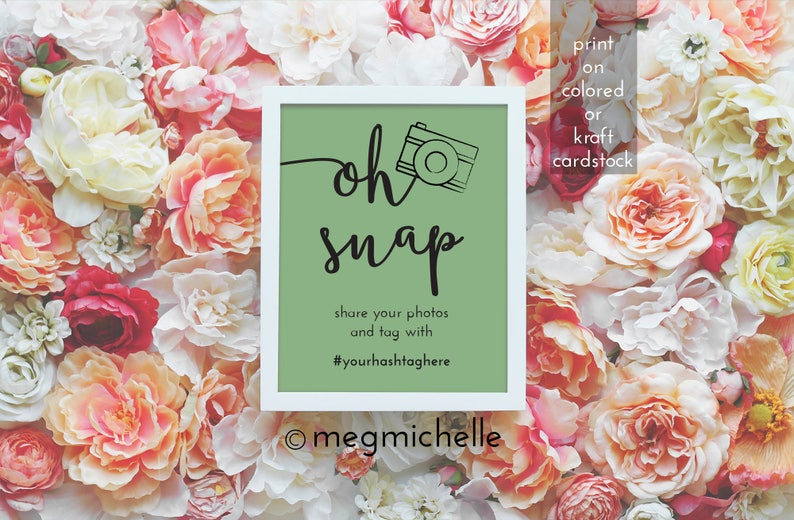 Oh Snap Hashtag Wedding Sign Printable Hashtag Sign Wedding Instant Download Wedding Hashtag Sign Downloadable Editable PDF b101 image 4