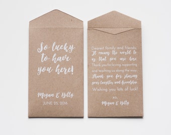 DIY Custom Kraft Lottery Ticket Wedding Favor Packet Envelopes - Many Colors Available