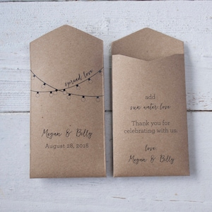 DIY Rustic Spread Love Seed Packet Wedding Favor – Kraft Favor – Custom Seed Packet – Personalized Seed Envelope Favors – Many Colors