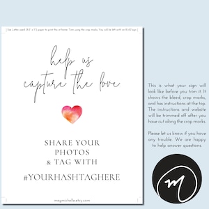 Help Us Capture the Love Wedding Sign Printable Hashtag Sign - Etsy
