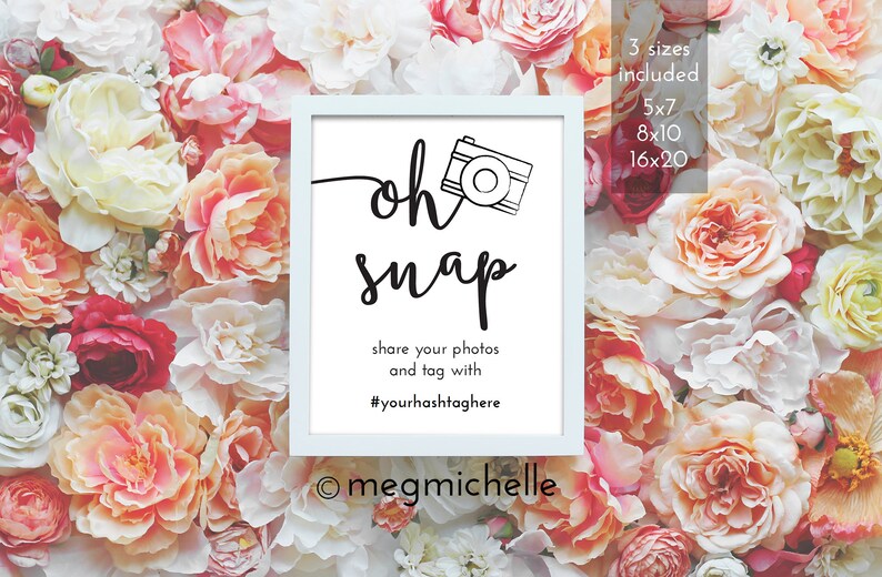 Oh Snap Hashtag Wedding Sign Printable Hashtag Sign Wedding - Etsy