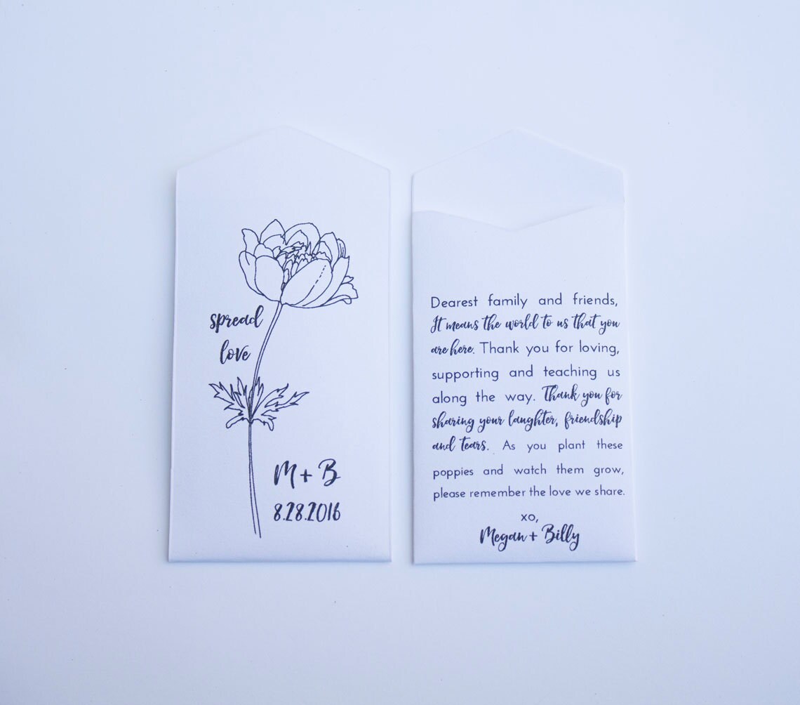 DIY Personalized Poppy Seed Packet Spring Wedding Favor - Etsy
