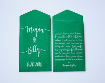 DIY Green Wedding Favors Custom Seed Packet Wedding Favors for Guests Personalized Wedding Favours Elegant Wedding Favors Green Envelope