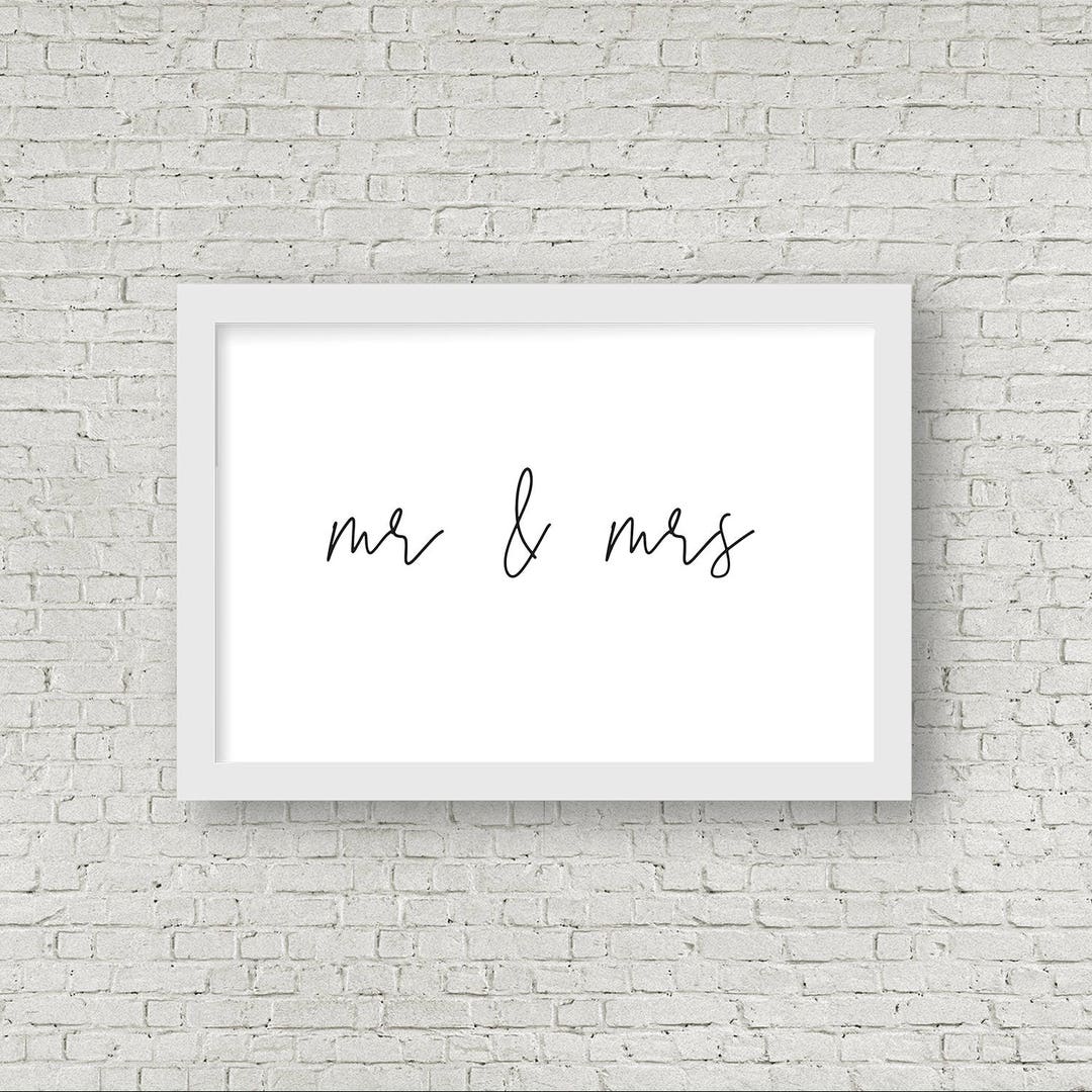Mr. and Mrs. Printable Wall Art Newlywed Wall Art 24x36 Poster Black ...
