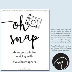 Oh Snap Hashtag Wedding Sign Printable Hashtag Sign Wedding Instant Download Wedding Hashtag Sign Downloadable Editable PDF b101 image 6