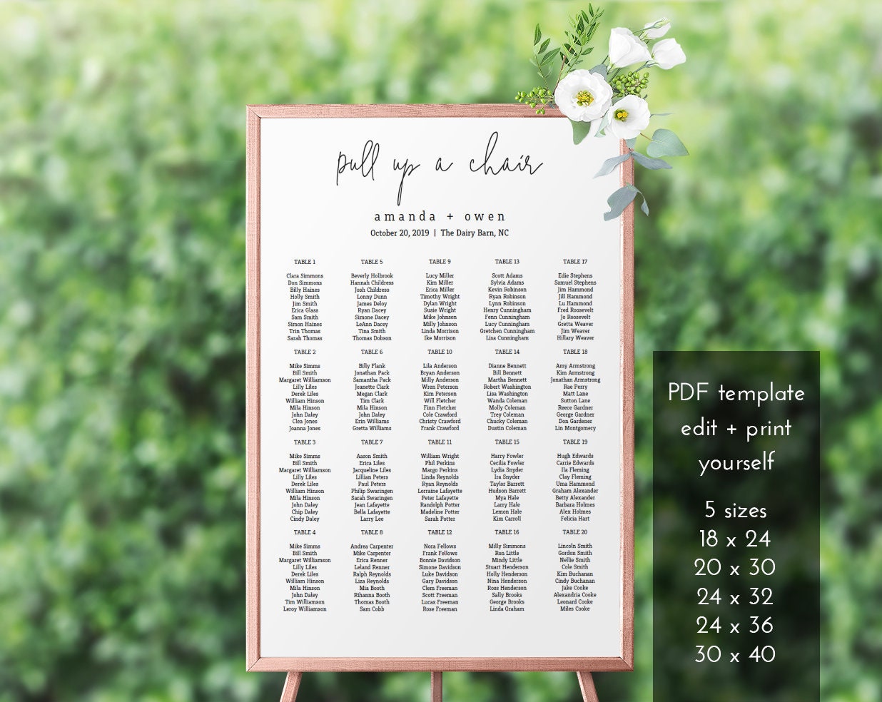Pull Up A Chair Wedding Seating Chart Printable Seating Chart Etsy