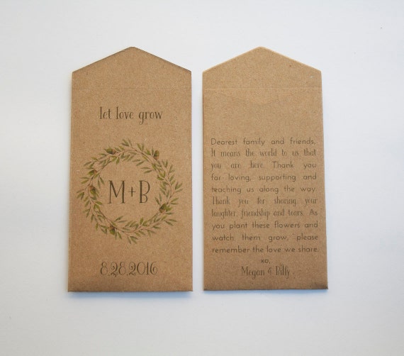 Diy Rustic Wedding Favor Seed Packet Favors Personalized Etsy