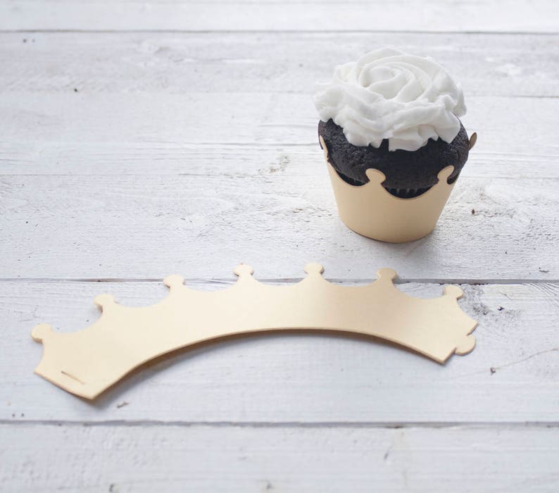 Antique Gold Crown Cupcake Wrappers First Birthday Cupcake Etsy