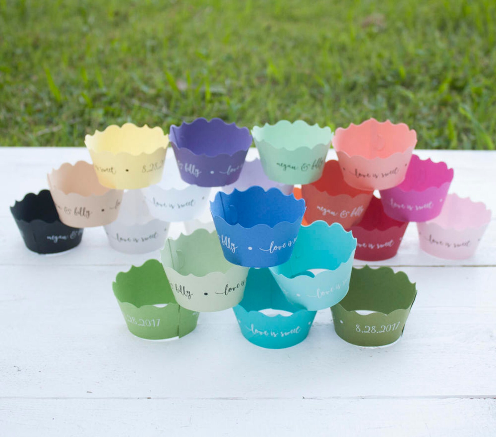 Custom Wedding Cupcake Wrappers Love is Sweet Custom Etsy