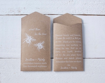 DIY Plant These for the Bees Seed Packet Wedding Favors - Personalized Seed Envelope - Custom Rustic Wedding Favor - Many Colors Available