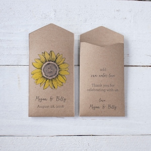 DIY Rustic Sunflower Seed Packet Wedding Favor Envelopes Custom Sunflower Wedding Favor Personalized Seed Packets Woodsy Wedding Favor image 1