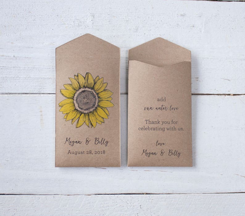 DIY Rustic Sunflower Seed Packet Wedding Favor Envelopes Custom Sunflower Wedding Favor Personalized Seed Packets Woodsy Wedding Favor image 1