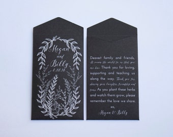 DIY 50+ Black & White Classic Seed Packet Wedding Favor Design - Personalized Seed Packet