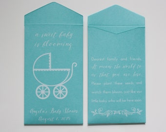 Personalized Turquoise Seed Packet Baby Shower Favors - Boy Baby Shower Favor - Custom Seed Packets - Baby Shower Favors Boy