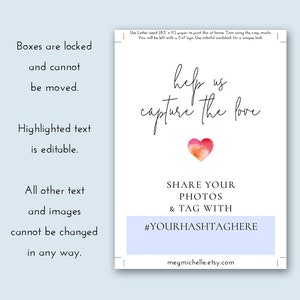 Help Us Capture the Love Wedding Sign Printable Hashtag Sign - Etsy