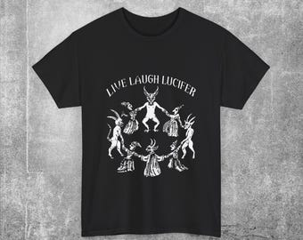 Camiseta com estampa oculta: Viva, Ria, Lúcifer, Camiseta gótica satânica