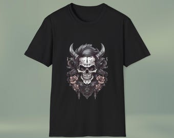 Devil Face Gothic T-shirt, Dark Art Grunge Graphic Tee, Vintage