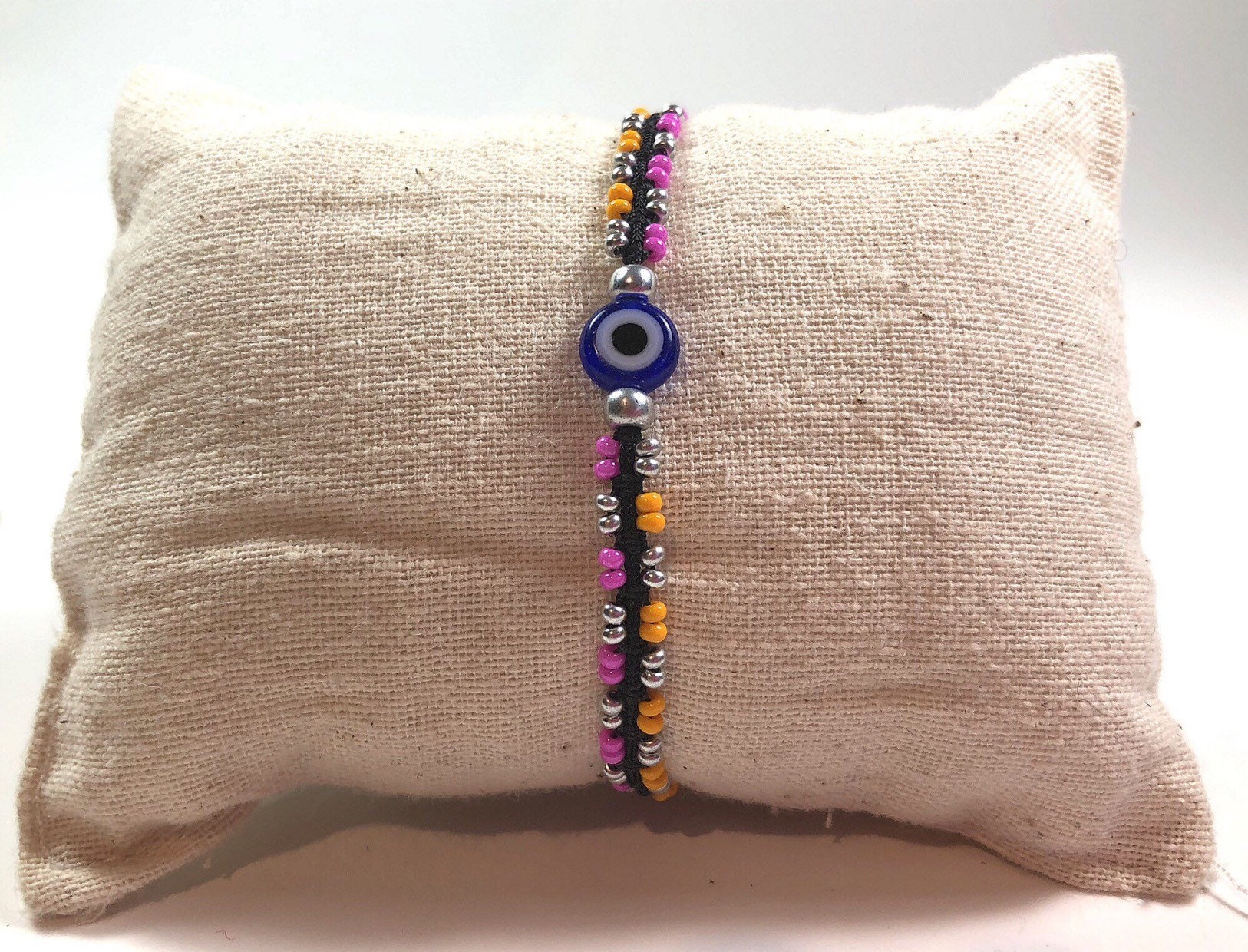 Evil eye bead bracelet macrame bracelet protect me | Etsy
