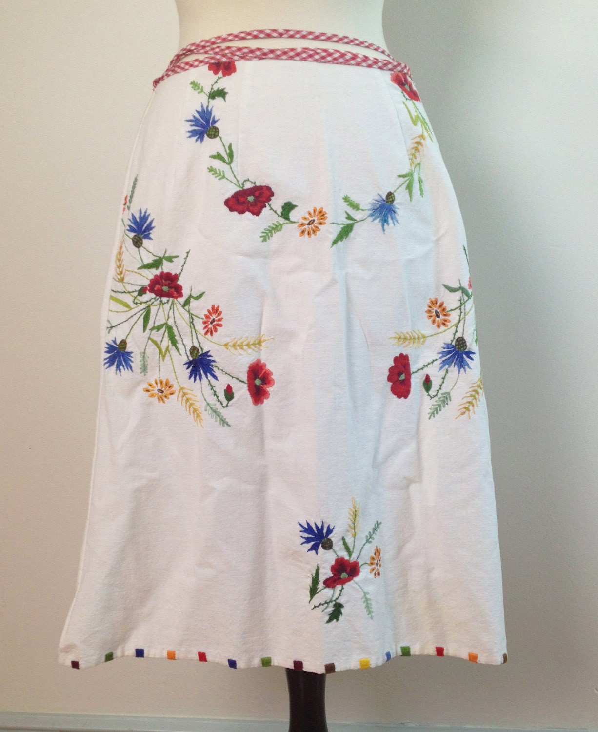 White Cotton Wrap Apron Skirt by Janie's of Miami. Floral | Etsy