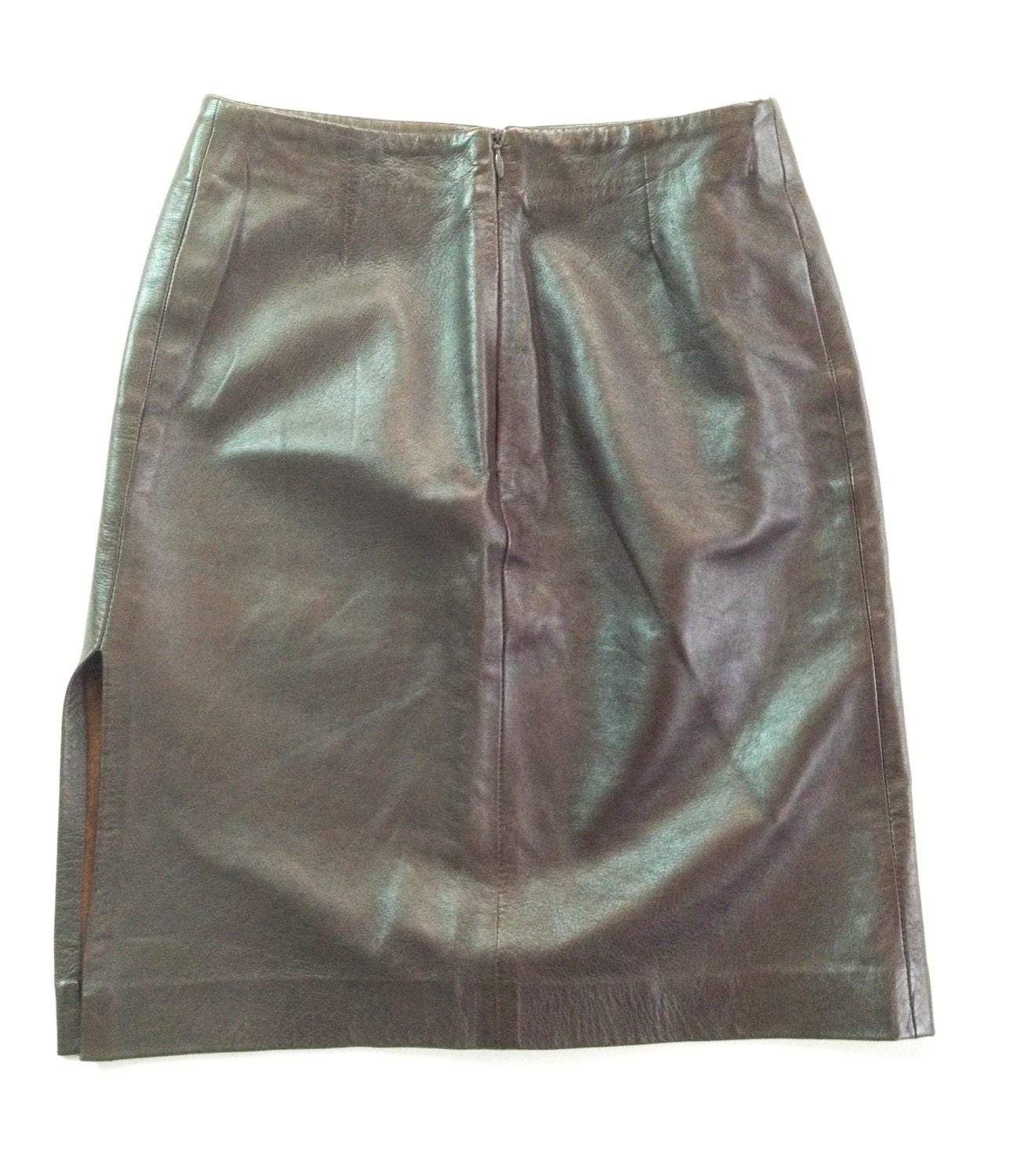 Vintage Chocolate Brown Genuine Leather Mini Skirt. With | Etsy