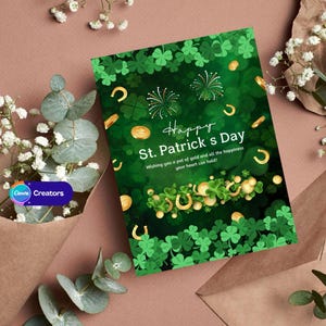 Carte de voeux pour la Saint-Patrick | Téléchargement numérique | Modèle imprimable | Carte du jour de chance de Patrick | Carte de fête de la Saint-Patrick