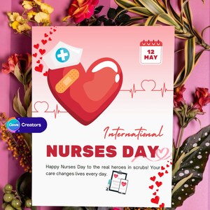 Modèle pour la Journée internationale des infirmières | Téléchargement numérique modifiable | Carte graphique de médias sociaux d'appréciation d'infirmière | InternationalNursesDayCard