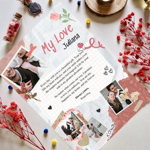 Romantic Love Letter Template | Personalized Love Day Gift | Editable Printable Couple Keepsake | Digital Download | Love Letter Template