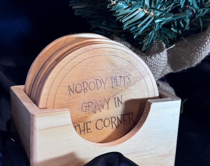 Laser Engraved Wooden Coasters for Thanksgiving – Funny Family Sayings to Keep Spills (and Laughs) in Check