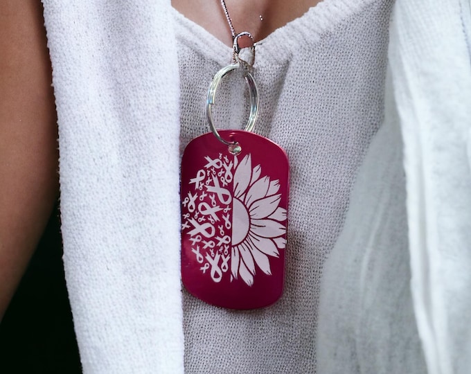 Courage Tag: Breast Cancer Awareness Keychain & Necklace