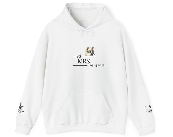 Wife-to-be Hummingbird Hoodie Sweatshirt, Personalized Wedding Gift, Matching Groom Design Available, Bridal Shower, Engagement, Wedding