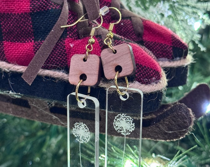 Cherry Wood & Dandelion earrings