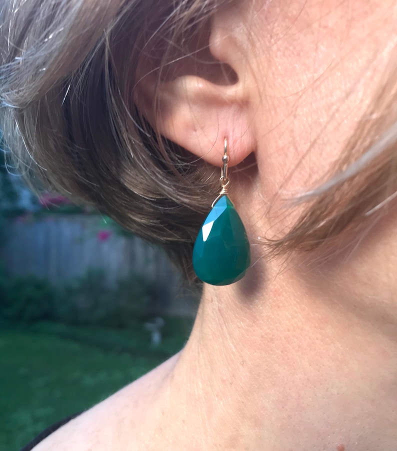Green Agate Drop Earring